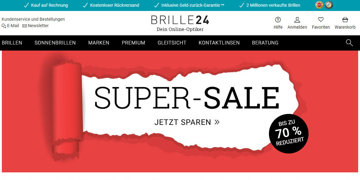 Brille24.de Homepage