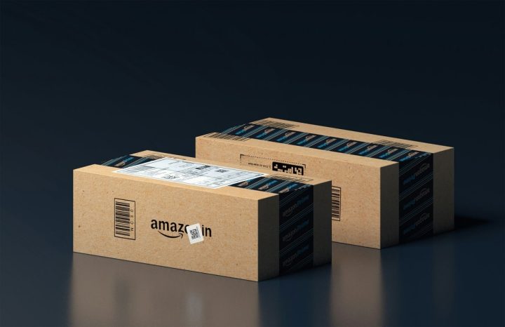 Photo showing packages from Amazon which tops 2025 list of most valuable retail brands