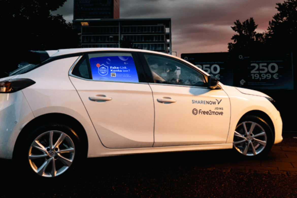 O2 Telefónica tests car-sharing DOOH with Free2Move and Screenery, bringing dynamic, targeted ads to major German cities.