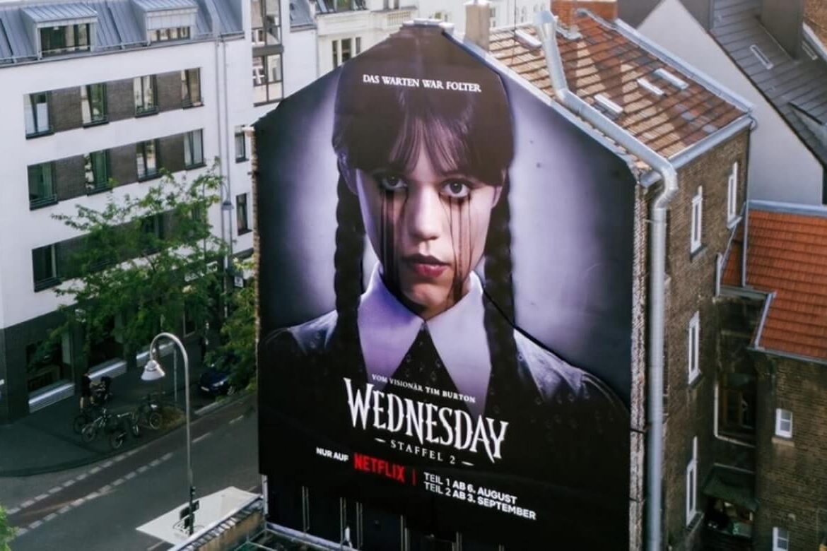 Netflix Wednesday Cologne crying mural
