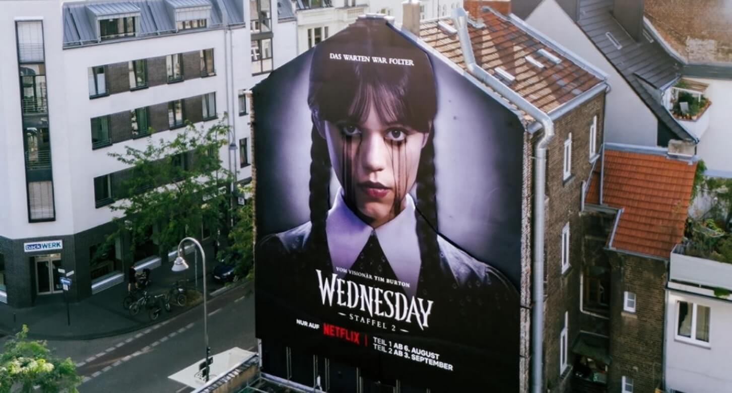 Netflix Wednesday Cologne crying mural