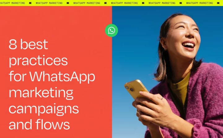 Picture informing about 8 best practices for WhatsApp marketing in DACH regarding campaigns and flows