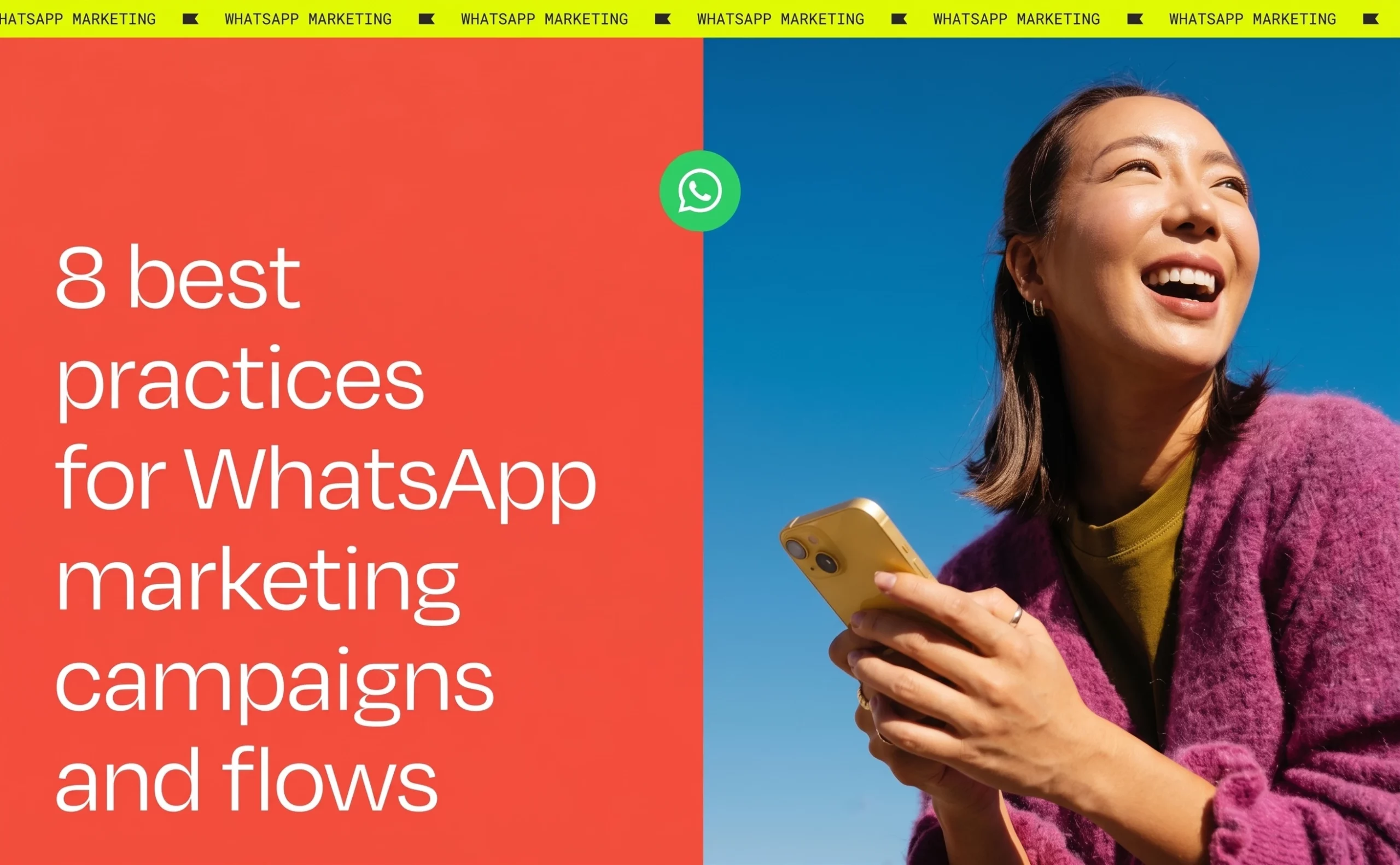 Picture informing about 8 best practices for WhatsApp marketing in DACH regarding campaigns and flows