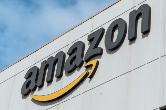 Building belonging to Amazon with its logo on top